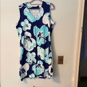 Navy Blue Sleeveless Floral Dress XL NWT
